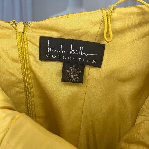 Nicole Miller Collection Silk Evening Sundress Gold Yellow Ladies Size 6 - Picture 6 of 8